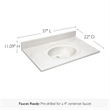 Bowery Hill Cultured Marble White on White Vanity Top 37 Inch x 22 Inch
