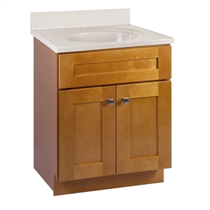 Bowery Hill Vanity in Birch w/ White Marble Top Fully Assembled 25&quot