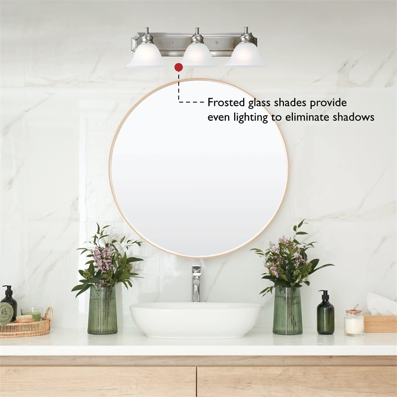 Bowery Hill 3-Light Stainless Steel Vanity Light in Satin Nickel