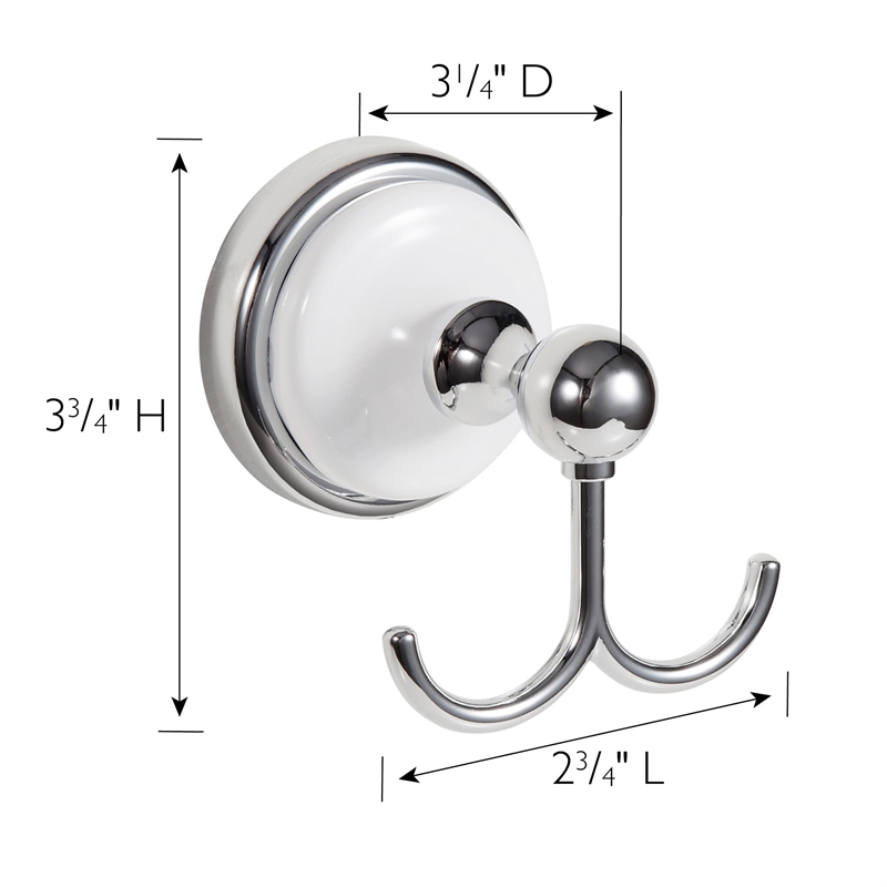 Bowery Hill Traditional Stainless Steel Robe Hook in Chrome/White