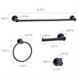 Bowery Hill Metal Bathroom Accessory Kit in Matte Black 4-Piece