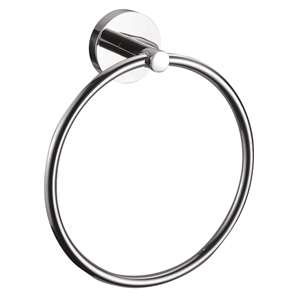 Bowery Hill Modern Sleek Metal Towel Ring in Silver Polished Chrome