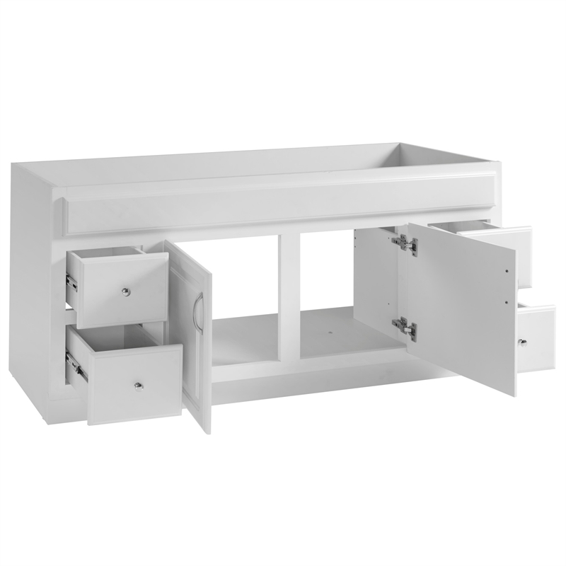 Bowery Hill 60-Inch Bathroom Vanity Without Top in White Fully Assembled