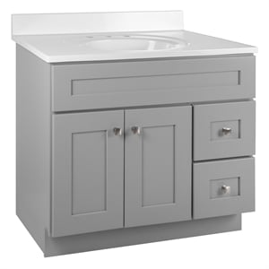 Bowery Hill 37&quot Wood Bathroom Vanity with White Top Assembled in Gray