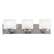 Bowery Hill Stainless Steel 3-Light Vanity Light in Satin Nickel/Silver