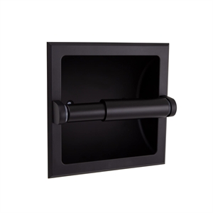 Bowery Hill Metal Recessed Toilet Paper Holder in Matte Black