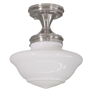 Bowery Hill Schoolhouse Stainless Steel Ceiling Light in Satin Nickel