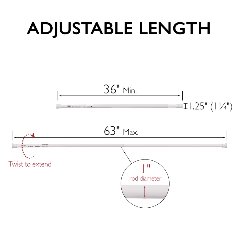 Bowery Hill Stainless Steel Adjustable 36-63-inch Shower Rod in White