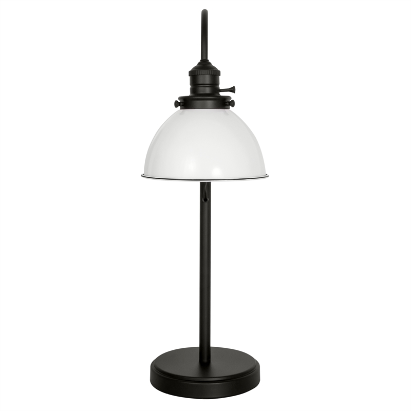 Bowery Hill Farmhouse Adjustable Metal Desk Lamp in Matte Black