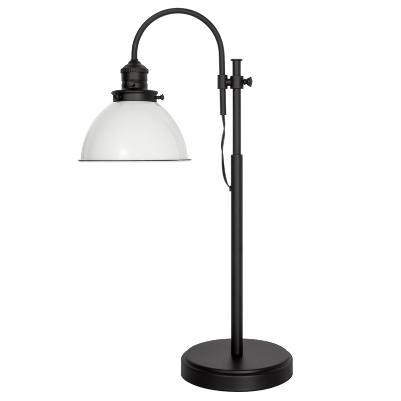 Bowery Hill Farmhouse Adjustable Metal Desk Lamp in Matte Black