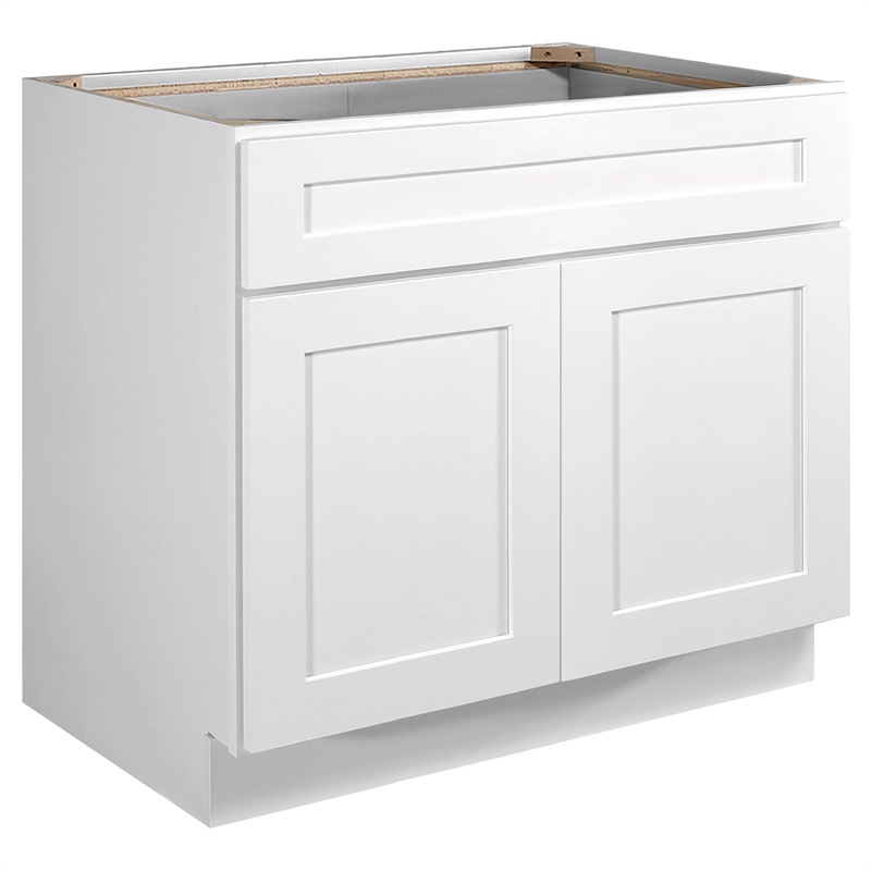 Bowery Hill Sink Base Wood Cabinet in White 36-Inch by 24-Inch by 34.5-Inch