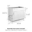 Bowery Hill Sink Base Wood Cabinet in White 36-Inch by 24-Inch by 34.5-Inch