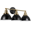 Bowery Hill Stainless Steel Vanity Light in Matte Black/Gold 3 Light