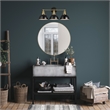 Bowery Hill Stainless Steel Vanity Light in Matte Black/Gold 3 Light