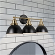 Bowery Hill Stainless Steel Vanity Light in Matte Black/Gold 3 Light