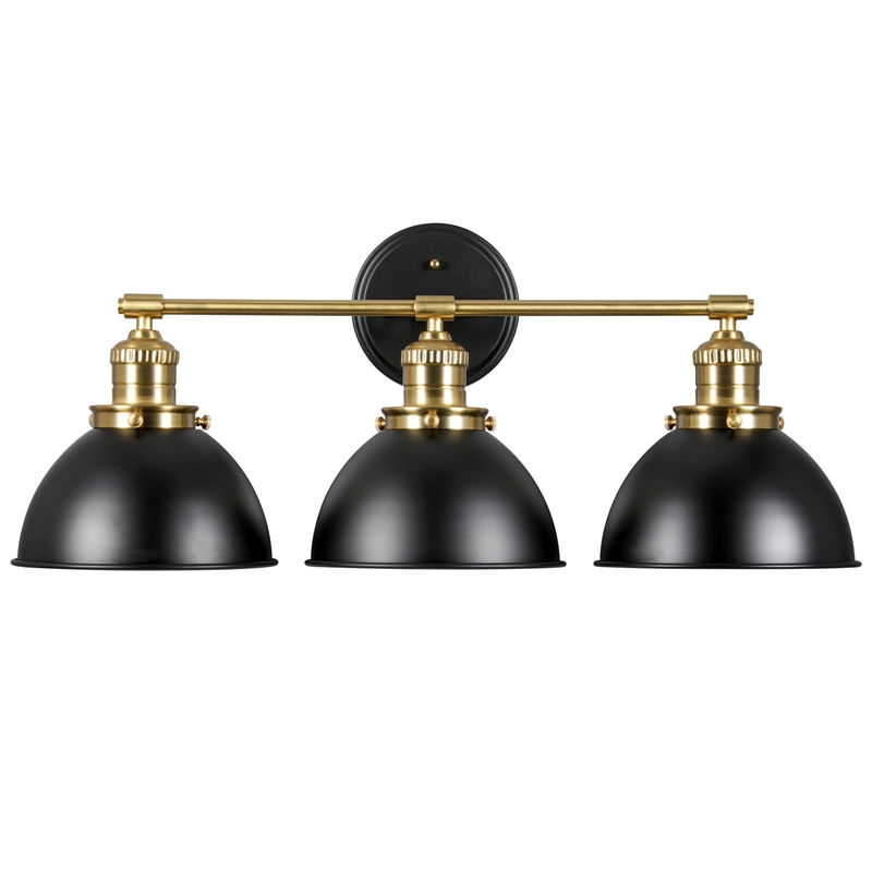 Bowery Hill Stainless Steel Vanity Light in Matte Black/Gold 3 Light
