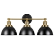 Bowery Hill Stainless Steel Vanity Light in Matte Black/Gold 3 Light