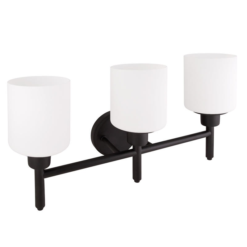 Bowery Hill Stainless Steel Vanity Light in Matte Black 3-Light