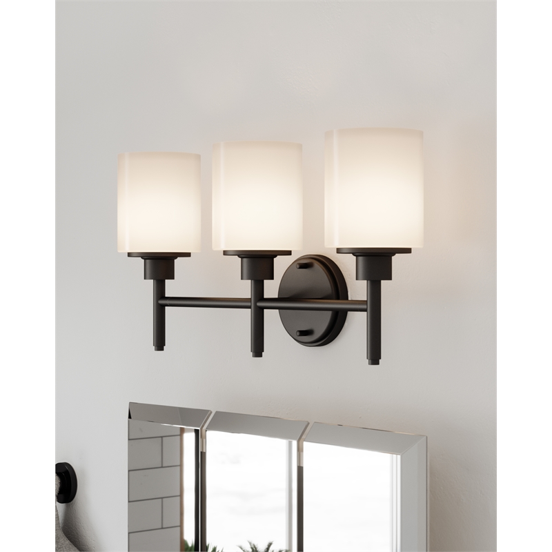 Bowery Hill Stainless Steel Vanity Light in Matte Black 3-Light