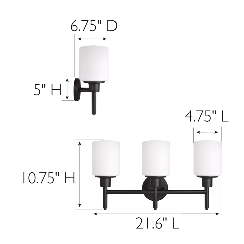 Bowery Hill Stainless Steel Vanity Light in Matte Black 3-Light