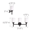 Bowery Hill Stainless Steel Vanity Light in Matte Black 3-Light