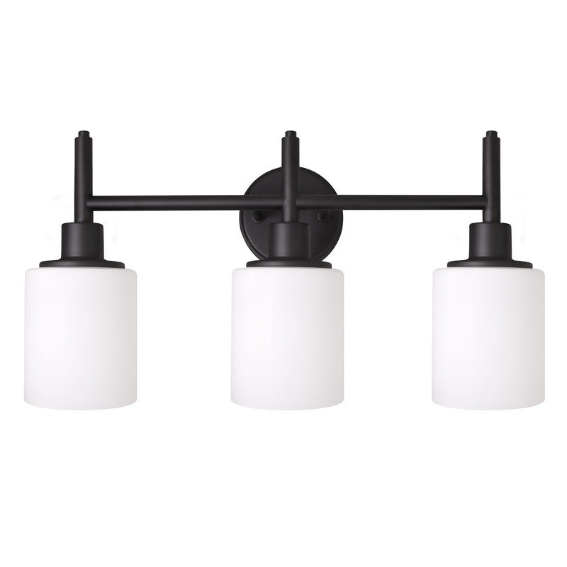 Bowery Hill Stainless Steel Vanity Light in Matte Black 3-Light