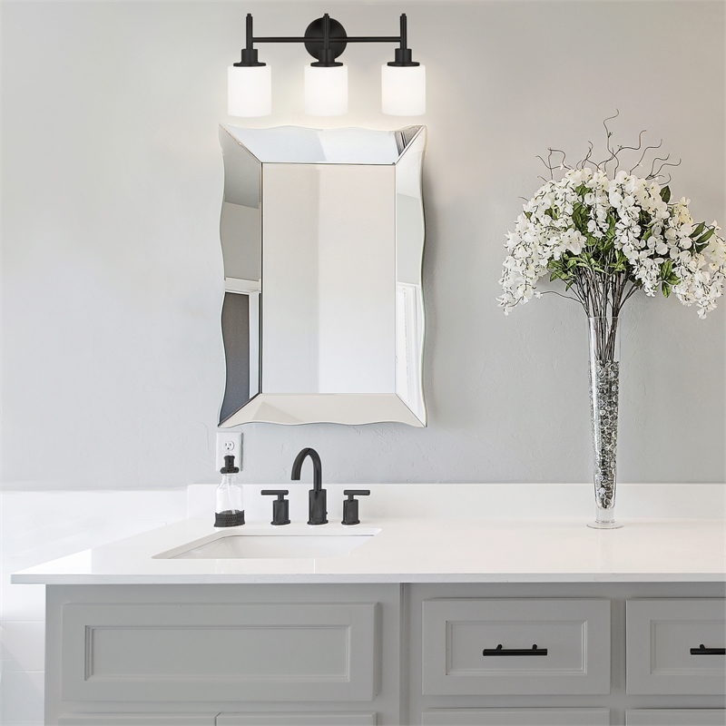 Bowery Hill Stainless Steel Vanity Light in Matte Black 3-Light
