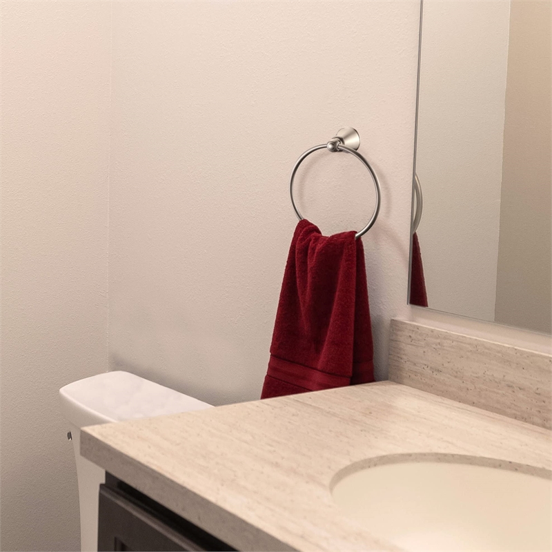 Bowery Hill Transitional Metal Towel Ring in Brushed Nickel and Silver
