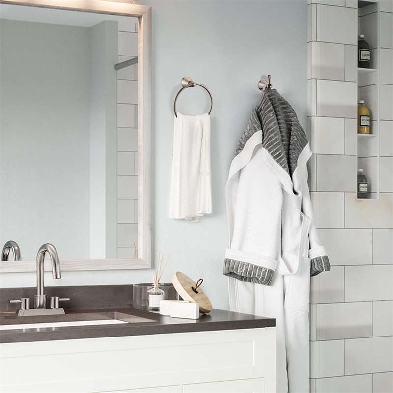 Bowery Hill Transitional Metal Towel Ring in Brushed Nickel and Silver