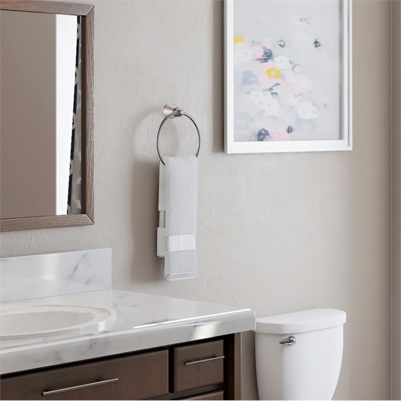 Bowery Hill Transitional Metal Towel Ring in Brushed Nickel and Silver
