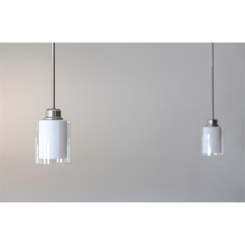 Bowery Hill Stainless Steel Mini Pendant in Silver Satin Nickel