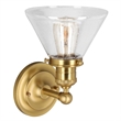 Bowery Hill Transitional 1-Light Seedy Glass Wall Light in Satin Gold