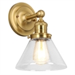 Bowery Hill Transitional 1-Light Seedy Glass Wall Light in Satin Gold
