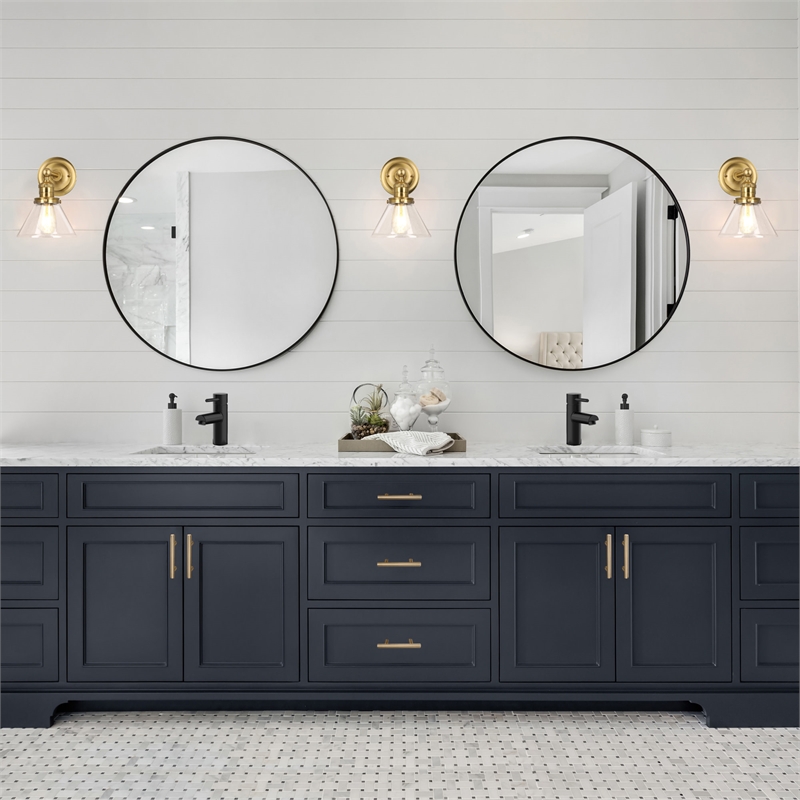 Bowery Hill Transitional 1-Light Seedy Glass Wall Light in Satin Gold