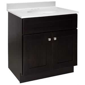 Bowery Hill Vanity in Espresso w/ White Marble Top Assembled 31in
