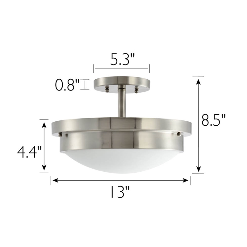 Bowery Hill 2-Light Dual Mount Metal Ceiling Light in Satin Nickel