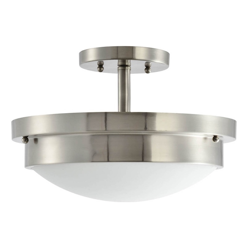Bowery Hill 2-Light Dual Mount Metal Ceiling Light in Satin Nickel