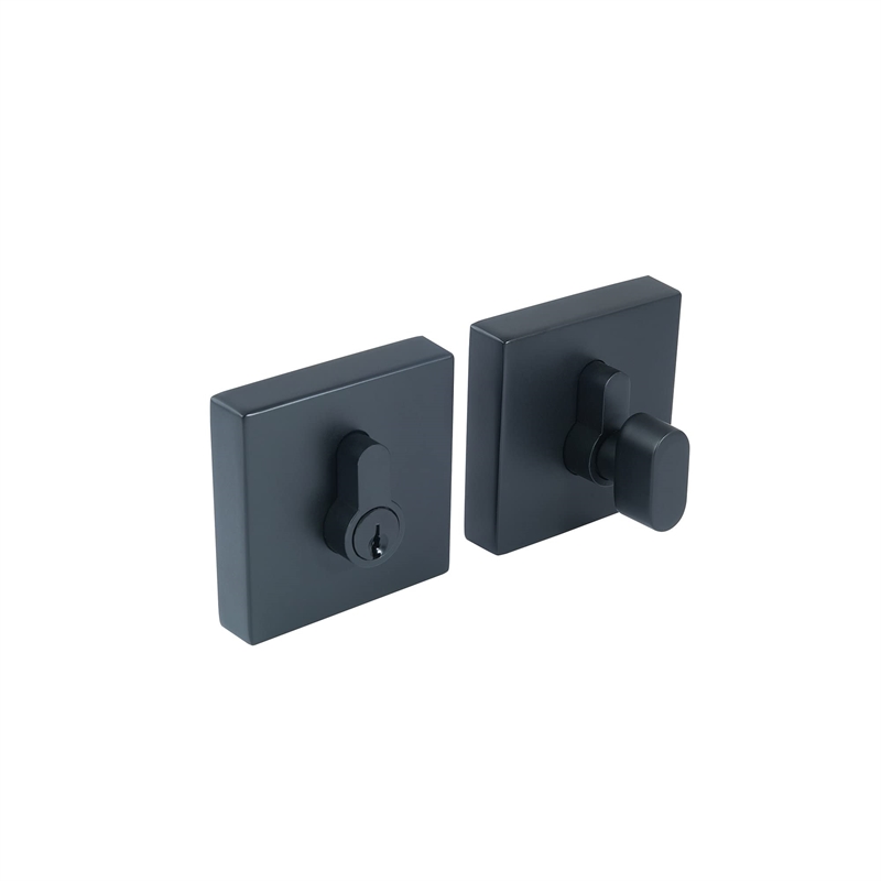 Bowery Hill Single Metal Cylinder Square Deadbolt in Matte Black