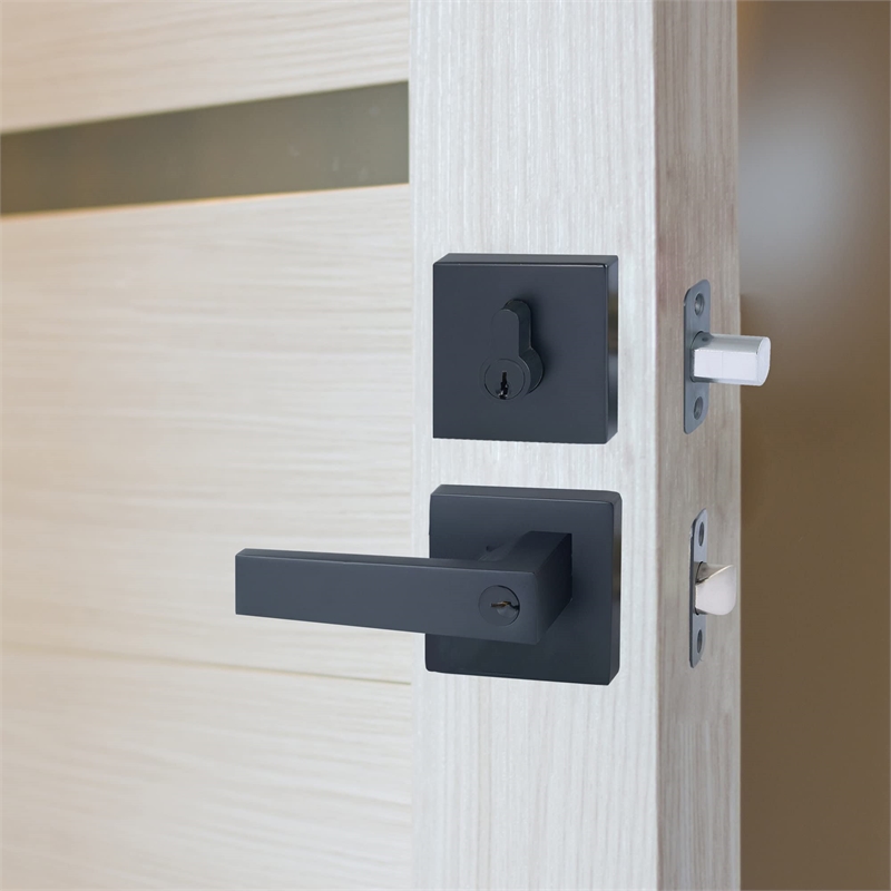 Bowery Hill Single Metal Cylinder Square Deadbolt in Matte Black