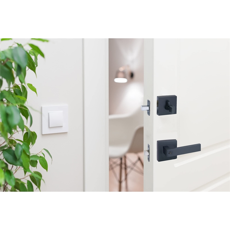Bowery Hill Single Metal Cylinder Square Deadbolt in Matte Black