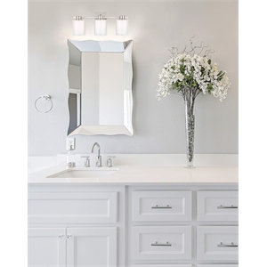 Bowery Hill Steel Glass Shade Vanity Light in Brushed Nickel 3-Light