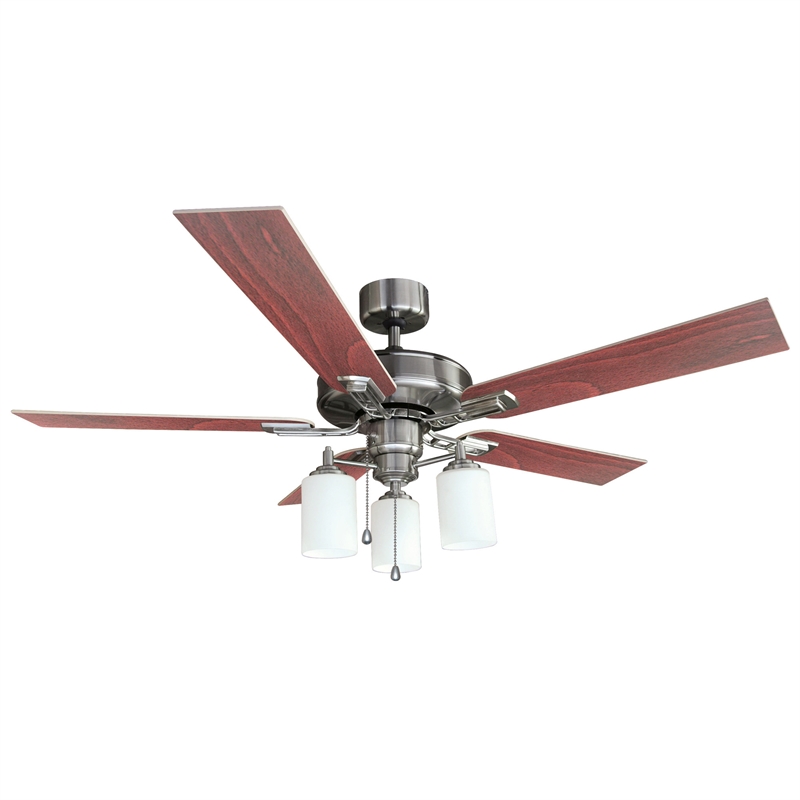 Bowery Hill 5-Blade Stainless Steel Ceiling Fan in Satin Nickel 52 Inch