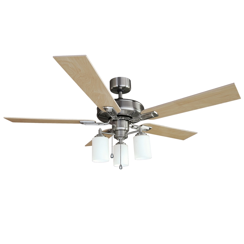 Bowery Hill 5-Blade Stainless Steel Ceiling Fan in Satin Nickel 52 Inch