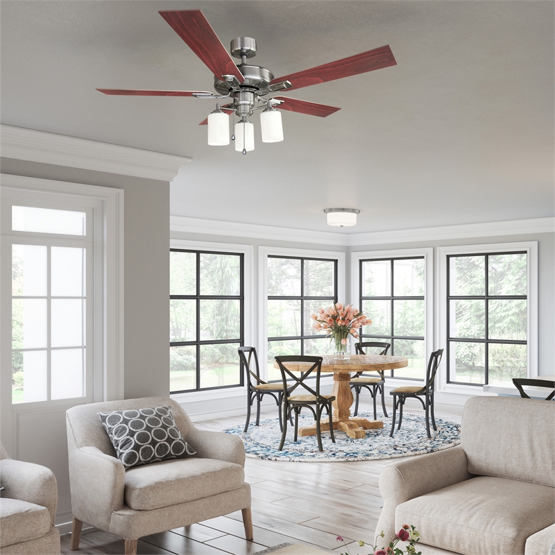 Bowery Hill 5-Blade Stainless Steel Ceiling Fan in Satin Nickel 52 Inch