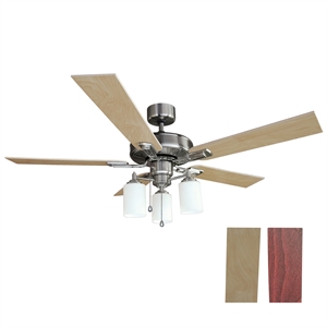 Bowery Hill 5-Blade Stainless Steel Ceiling Fan in Satin Nickel 52 Inch