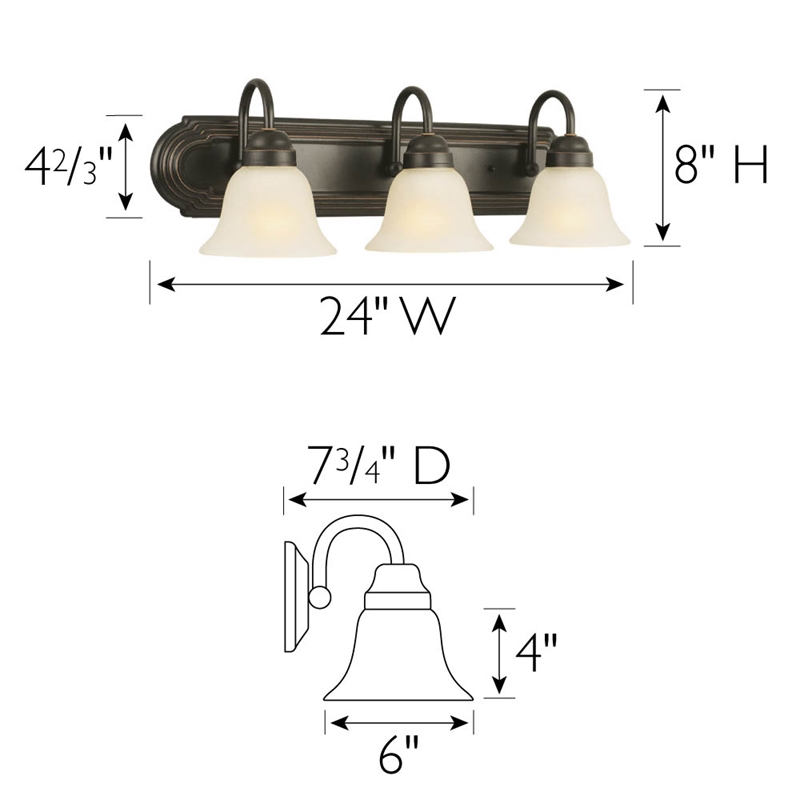 Bowery Hill 3-Light Stainless Steel Vanity Light in Oil Rubbed Bronze