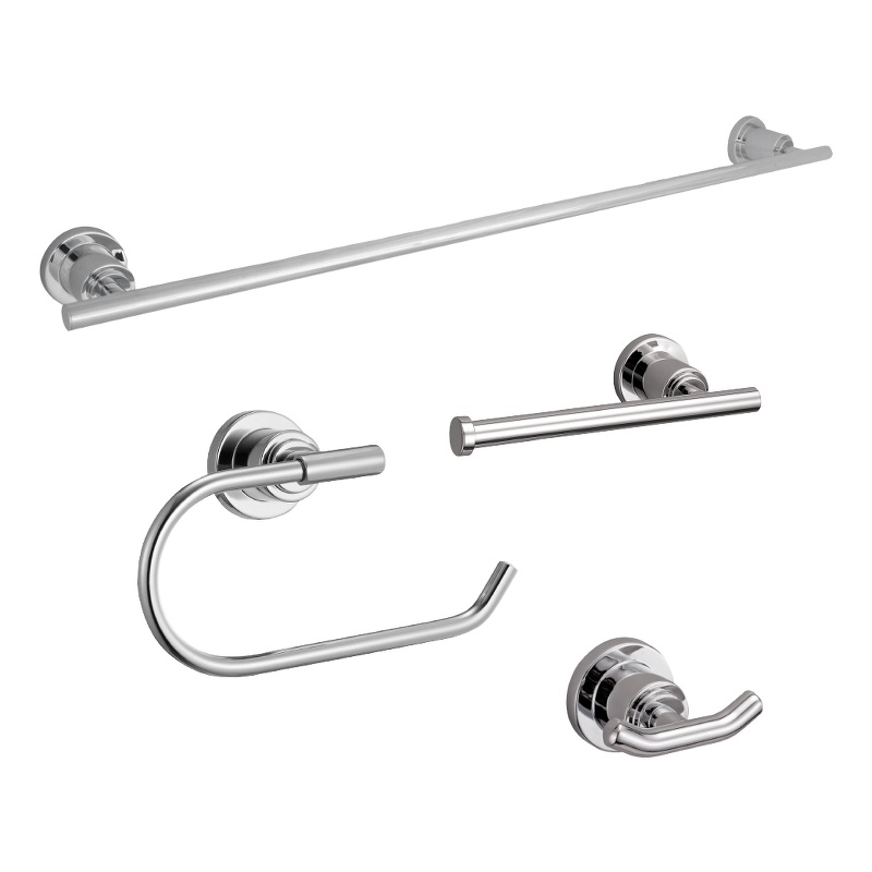 Bowery Hill Bathroom Accessory Kit in Polished Chrome 4-Piece