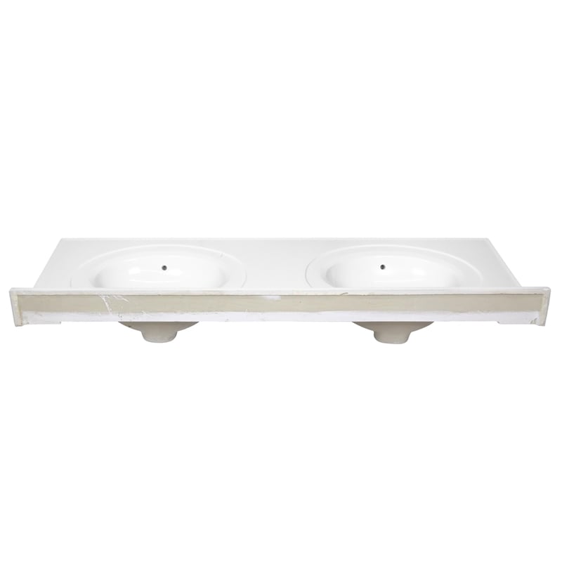 Bowery Hill 61 Inch Marble Double Bowl Widespread Vanity Top in Solid White