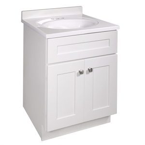 Bowery Hill 25 Inch Bathroom Vanity with Marble Top in White Assembled