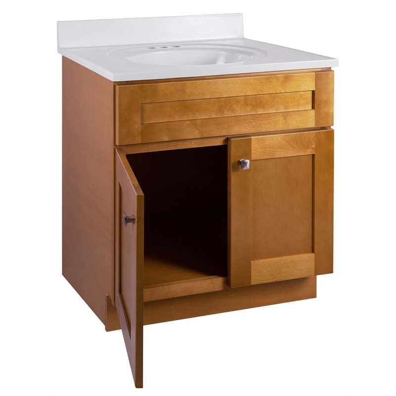Bowery Hill 31 Inch Vanity in Modern Birch with White Marble Top